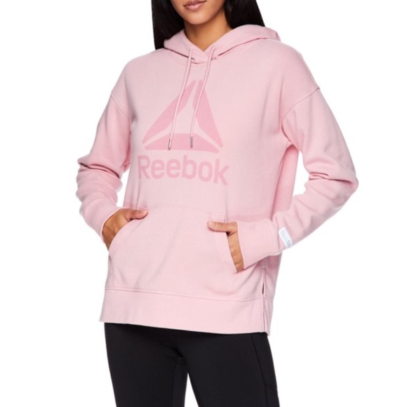 Reebok Sweaters - Reebok Women's Elite Cozy Graphic Fleece Hoodie Sweater, Pink, M L, NEW